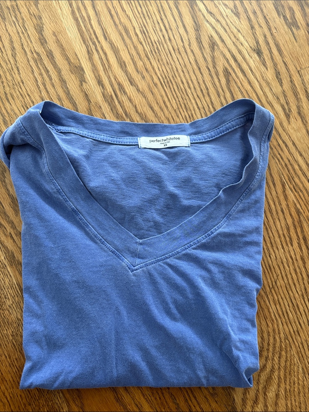 perfectwhitetee Women's V-Neck Tee in Dusty Blue